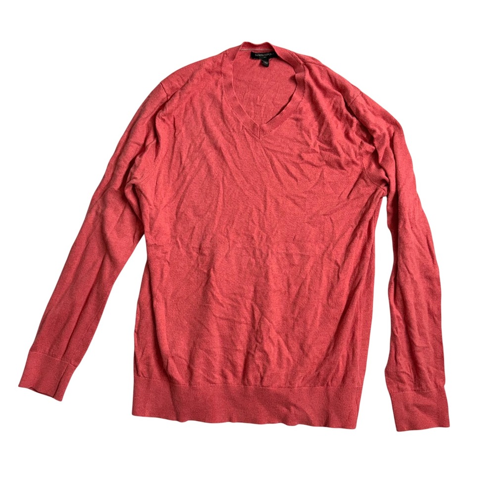 Banana Republic Mens Coral V Neck Long Sleeve Sweater Size L‎